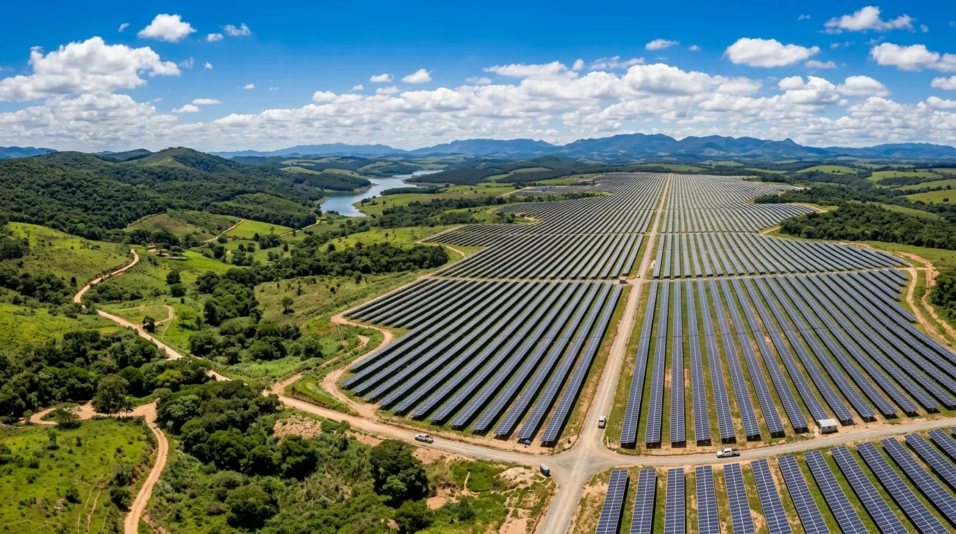 Usinas solares gerando energia e lucros